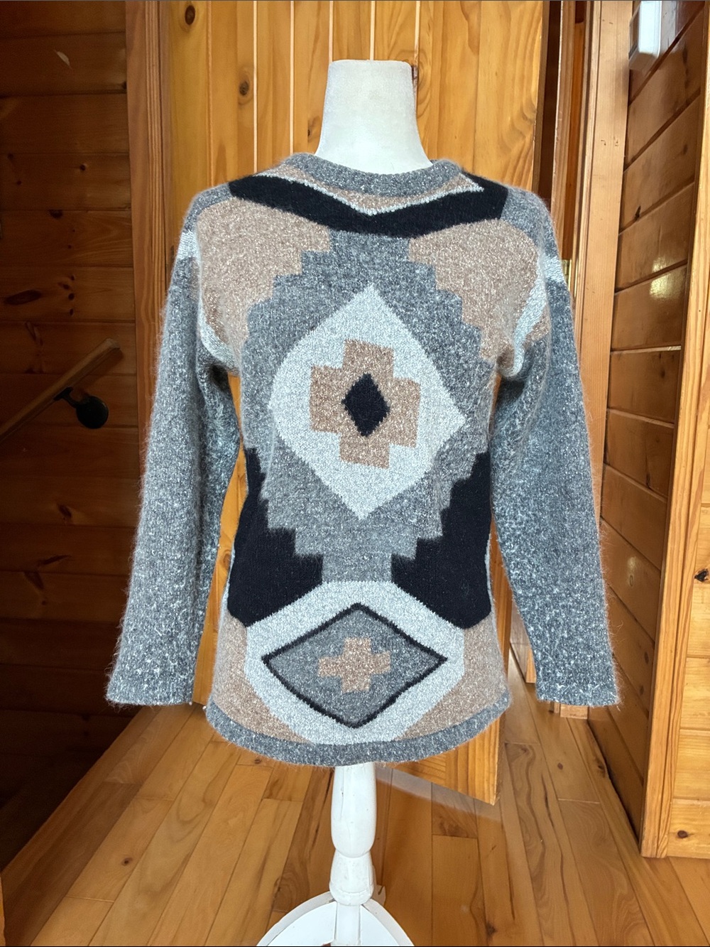 Vintage Aztec silk angora wool seeater